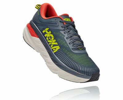 Hoka One One Men's Bondi 7 Road Running Shoes Navy/Red (HO3762) Australia